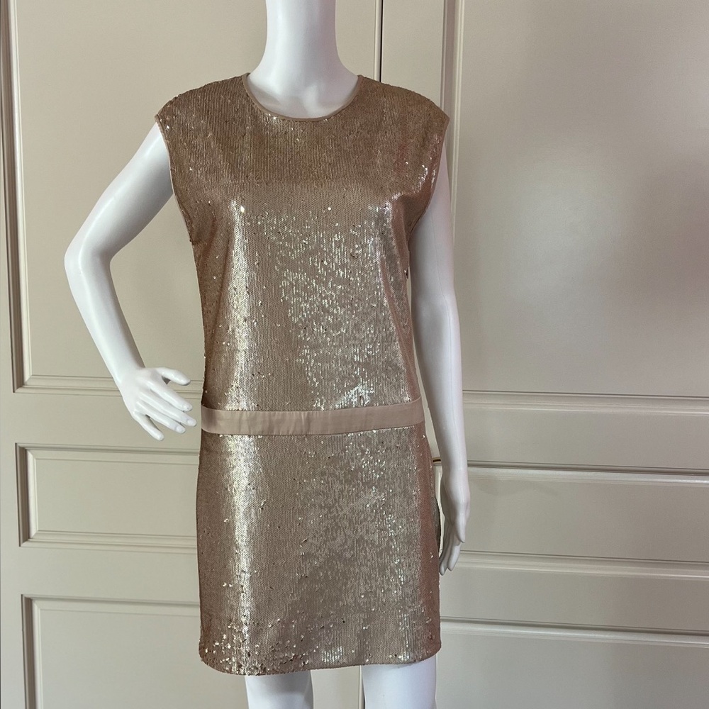 Halston Heritage Champagne colored Sequin Mini Dress